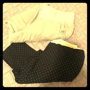 Black Poka Dot Pants and Grey Long Linen pants